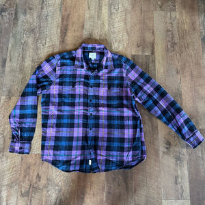 Men's American Eagle Flannel Shirt XL Purple Black Plaid